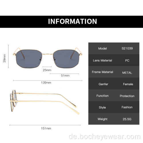 Neue Mode-Polygon-Sonnenbrille mit kleinem Rahmen, europäische und amerikanische Trend-Metallsonnenbrille, Streetstyle-Sonnenbrille s21039